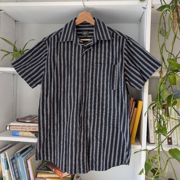 Mexx Other - Mexx Men's Shirt Black Striped Button Down Short Sleeve Size Medium Preppy
